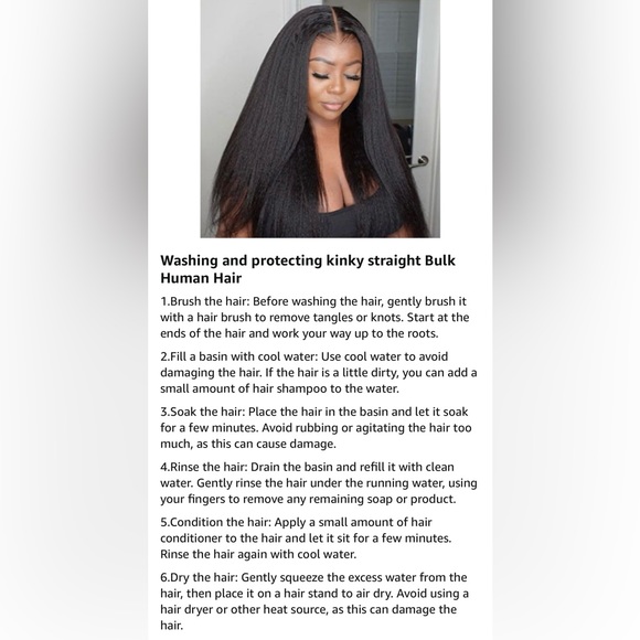 HUMAN HAIR 100g Kinky Straight Bulk Human Hair Unprocessed Brazilian No Weft 22” - Picture 11 of 16